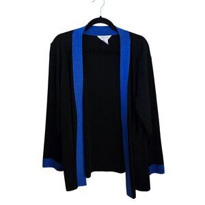 Exclusively Misook Black Royal Blue Trim Plussize Cardigan Sweater Size 2X